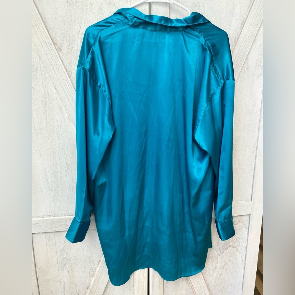Vintage Victoria’s Secret Satin Nightgown Sleep Shirt Women’s Size Medium Blue - Picture 5 of 7